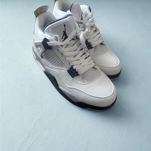 Air Jordan 4 Sneakers in White and Black